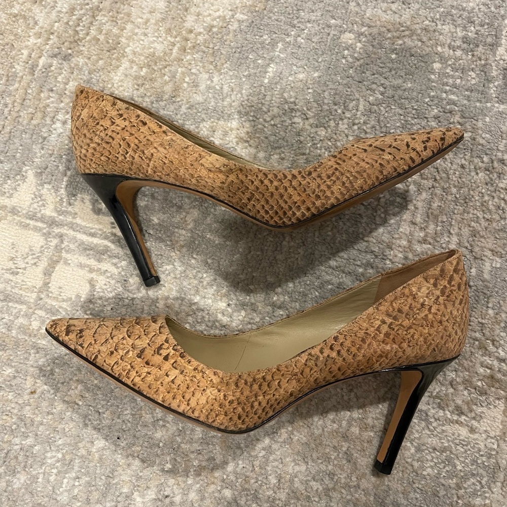 Via Spiga Carola Dress Pumps Leather Natural Crocodile Print Size 8M 3.5” Heel - Picture 7 of 11
